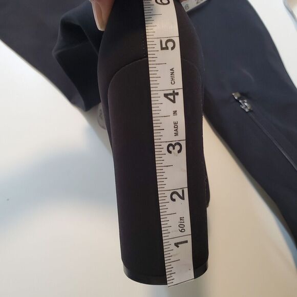 Women's Over The Knee Boots Black Lycra Fits 6.5 To 7 Open Toe Chunky High Heel - Picture 8 of 9